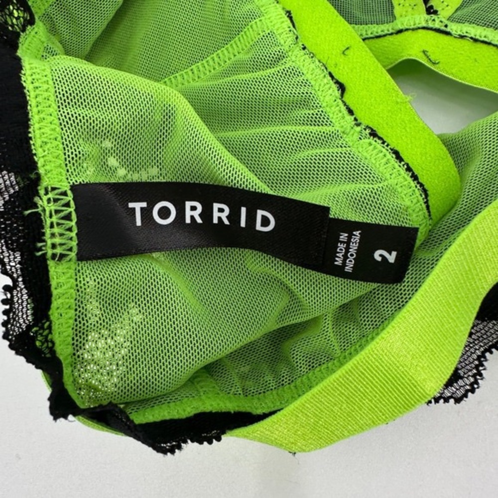 torrid Black Lace Bralette with Neon Green Trim - Picture 2 of 4
